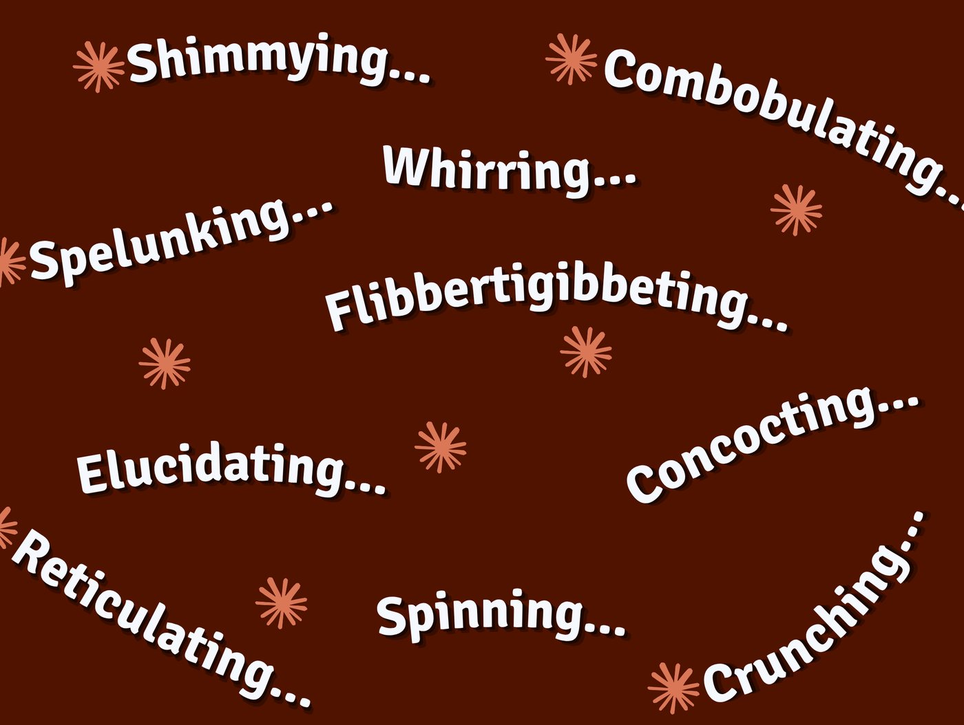Hravá slovesa, která Claude Code zobrazuje při zpracování, třeba „Spelunking…“, „Whirring…“, „Flibbertigibbeting…“ a „Crunching…“