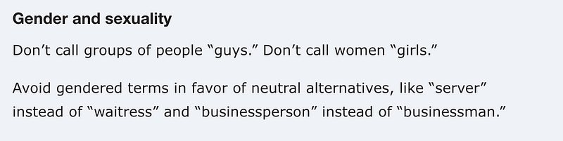 Pravidlo Mailchimpu ke genderu: neříkat skupinám „guys“ a ženám „girls“ a psát neutrálně „server“ místo „waitress“